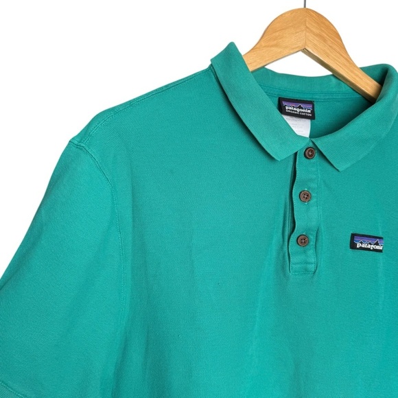 Patagonia P6 Pique Polo Shirt Men’s Large Green Short Sleeve Organic Cotton - Picture 5 of 10